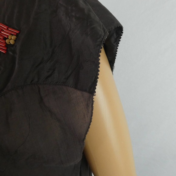 Anthropologie Charcoal Blouse with Red Accents - Picture 8 of 11